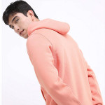 Men Peach Coloured Hooded Sweatshirt