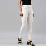 Women Cream-Coloured Solid Ankle-Length Leggings