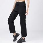 Women Black Solid Cotton Track Pant