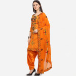 Women Orange Unstitched Dress Material