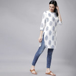 White & Blue Printed Tunic