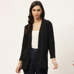 Women Black Solid Shrug