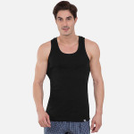 Men Black Solid Racer Back Innerwear Vest 9922-0105