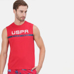 Men Red Printed Cotton Innerwear Gym Vests