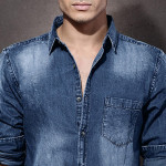 Men Blue Denim Washed Casual Sustainable Shirt