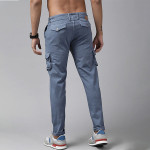 Men Blue Solid Cargo Trousers