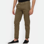 Men Olive Green Cotton Classic Slim Fit Trousers