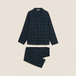 Men Green & Blue Checked Night suit