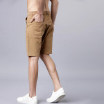 Men Khaki Solid Slim Fit Regular Shorts