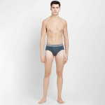 Men Grey Solid Pure Combed Cotton Basic Briefs