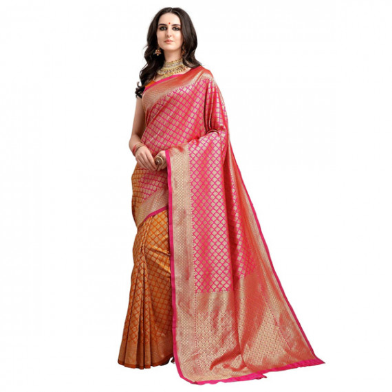 http://13.235.91.190/products/pink-mustard-yellow-ethnic-motifs-woven-design-half-half-kanjeevaram-saree