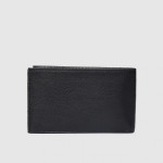 Men Black Solid Genuine Leather Two Fold Wallet