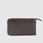 Men Brown Textured Zip Around Wallet